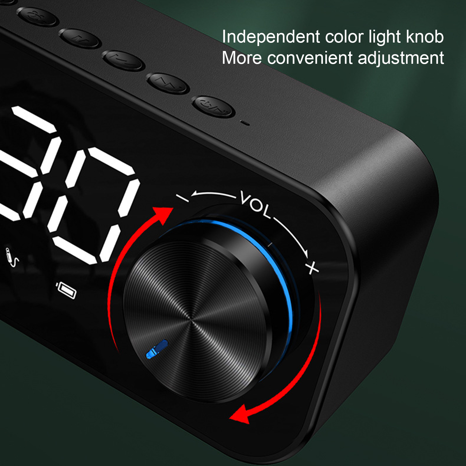 Bluetooth Ψηφιακό Ρολόι Ηχείο με Ξυπνητήρι, Στερεοφωνικό Ήχο, Νυχτερινό Φως & Πολλαπλή Αναπαραγωγή, Επιτραπέζιο - Andowl Q-YX126 Πετρόλ